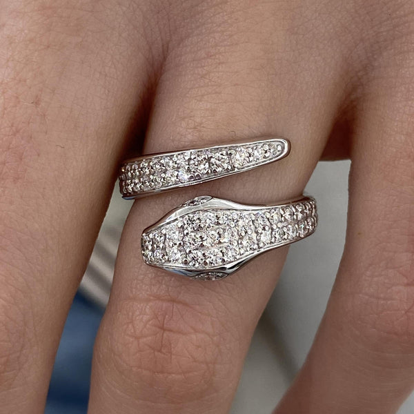 Diamond Wrap Ring 0.80 Carat White Gold 14K