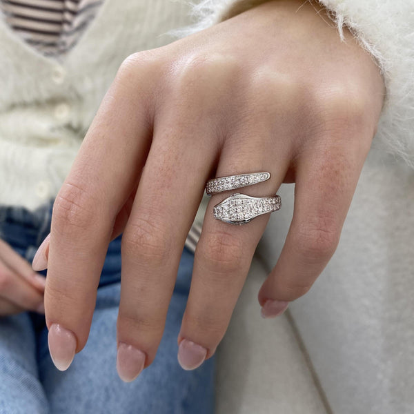 Diamond Wrap Ring 0.80 Carat White Gold 14K