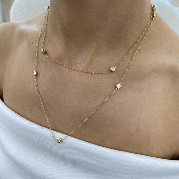 Diamond Chain Necklace 1.71 Carat Yellow Gold 14K