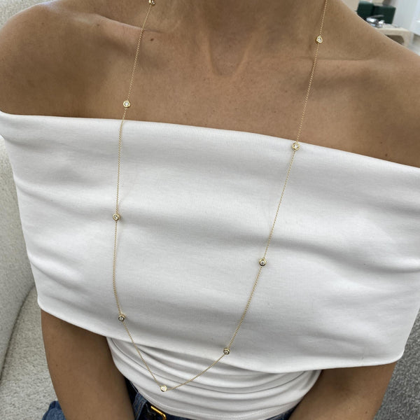 Diamond Chain Necklace 1.71 Carat Yellow Gold 14K