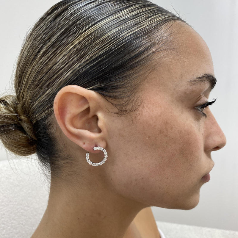 Diamond Hoop Earrings 1.74 Carat White Gold 14K