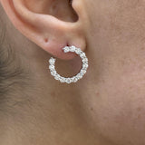 Diamond Hoop Earrings 1.74 Carat White Gold 14K
