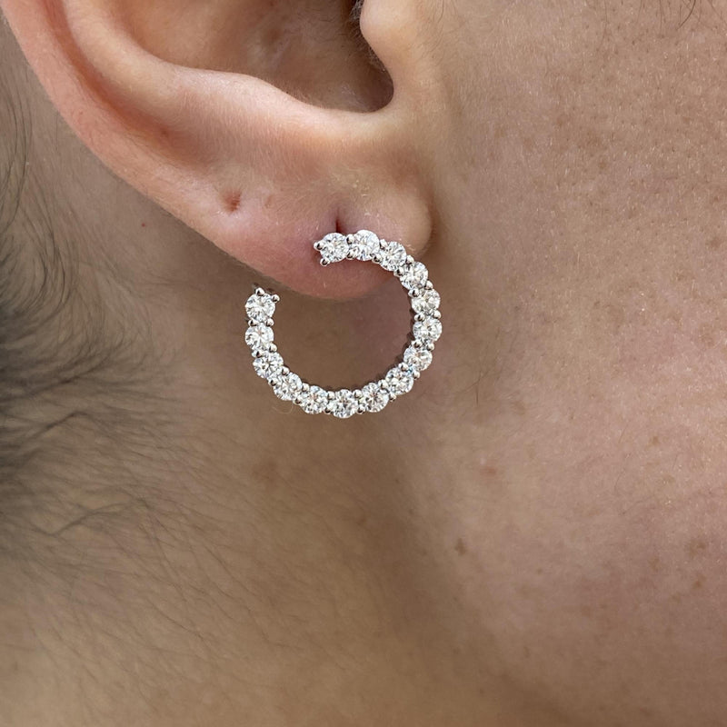 Diamond Hoop Earrings 1.74 Carat White Gold 14K
