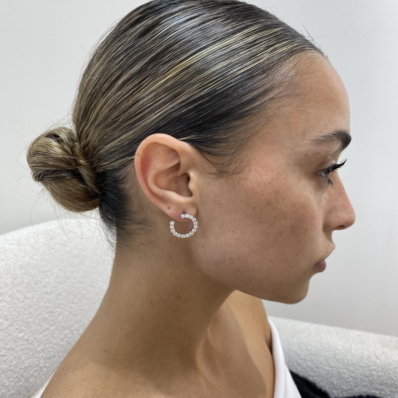 Diamond Hoop Earrings 1.74 Carat White Gold 14K