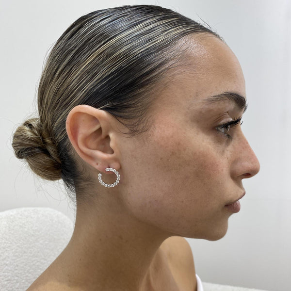 Diamond Hoop Earrings 1.74 Carat White Gold 14K
