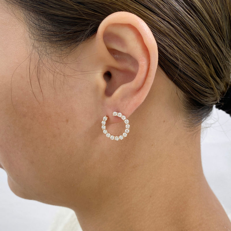 Diamond Hoop Earrings 1.70 ct Rose Gold