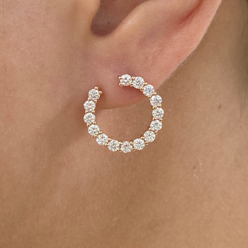 Diamond Hoop Earrings 1.70 ct Rose Gold