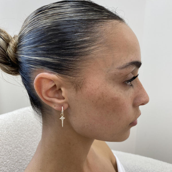 Diamond Dangle Earrings 0.48 Carat Yellow Gold 14K