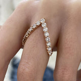 Diamond Chevron Pave Ring 1.36 Carat Rose Gold 14K