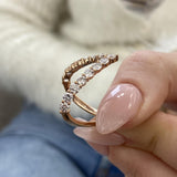 Diamond Chevron Pave Ring 1.36 Carat Rose Gold 14K