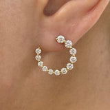 Diamond Half Hoops Earrings 1.6 ct Yellow Gold