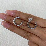 Diamond Half Hoops Earrings 1.6 ct White Gold