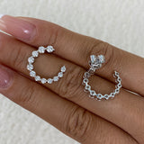 Diamond Half Hoops Earrings 1.6 ct White Gold