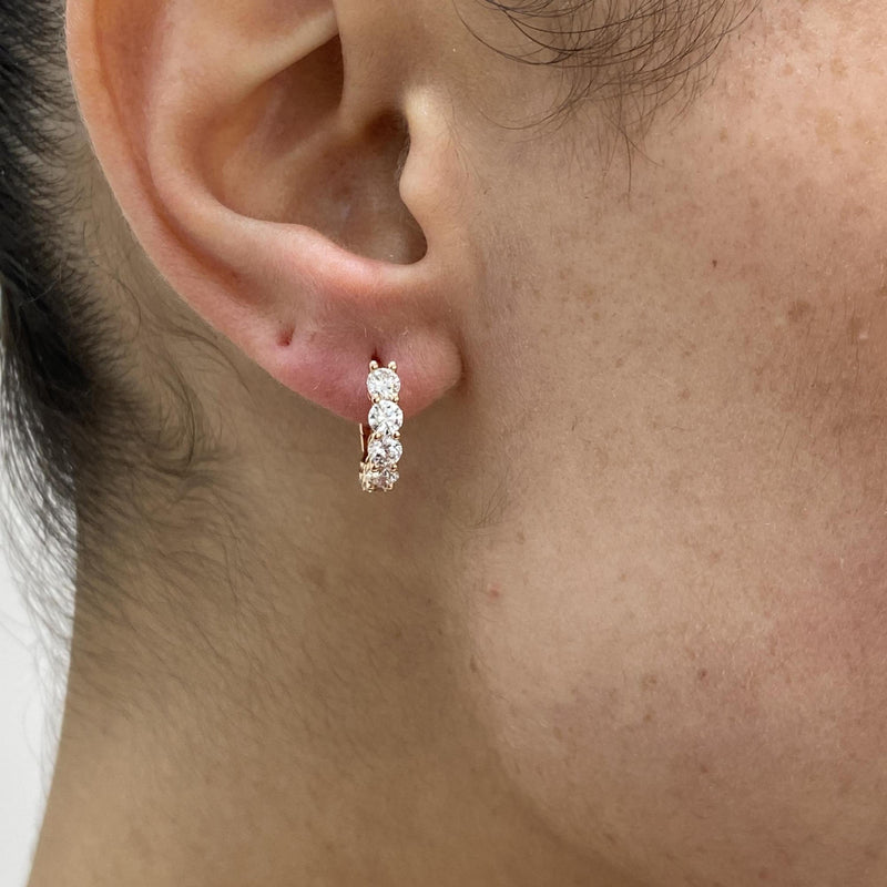Diamond Hoop Earrings 1.47 Carat Rose Gold 14K