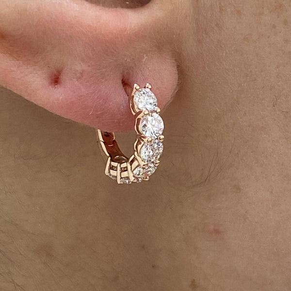 Diamond Hoop Earrings 1.47 Carat Rose Gold 14K