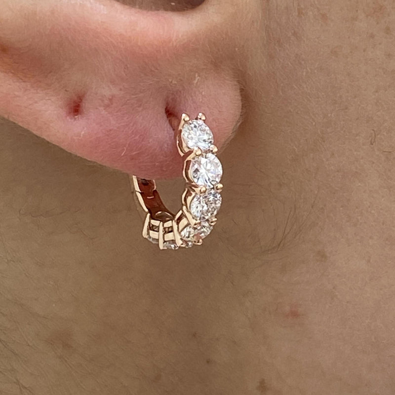 Diamond Hoop Earrings 1.47 Carat Rose Gold 14K