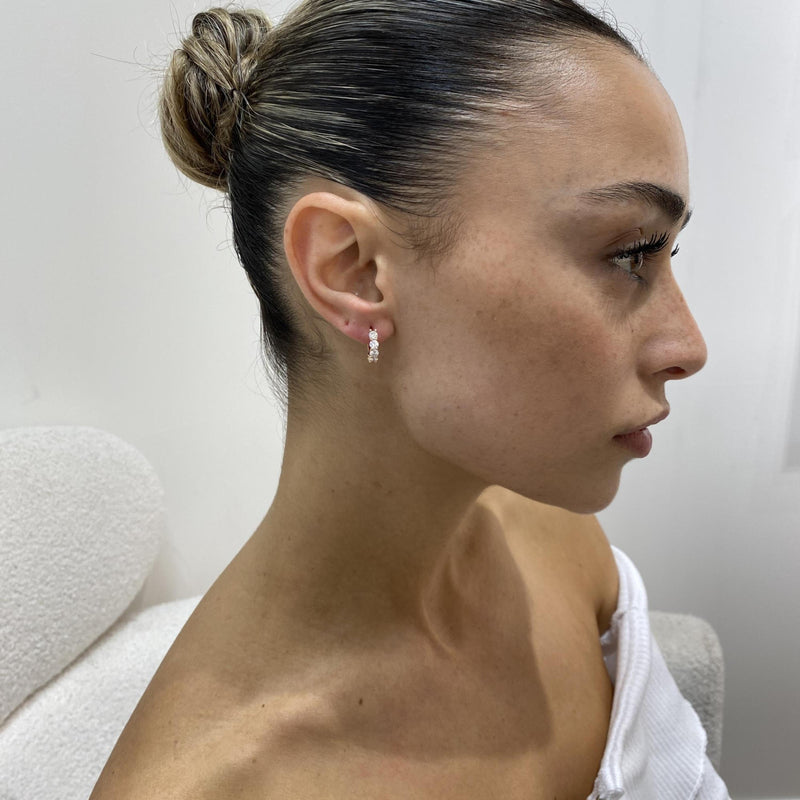 Diamond Hoop Earrings 1.47 Carat Rose Gold 14K