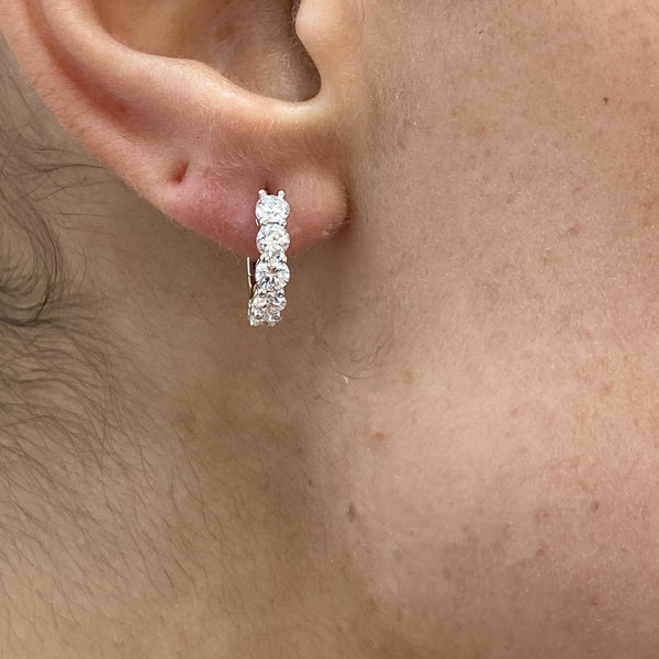 Diamond Hoop Earrings 1.46 Carat White Gold 14K