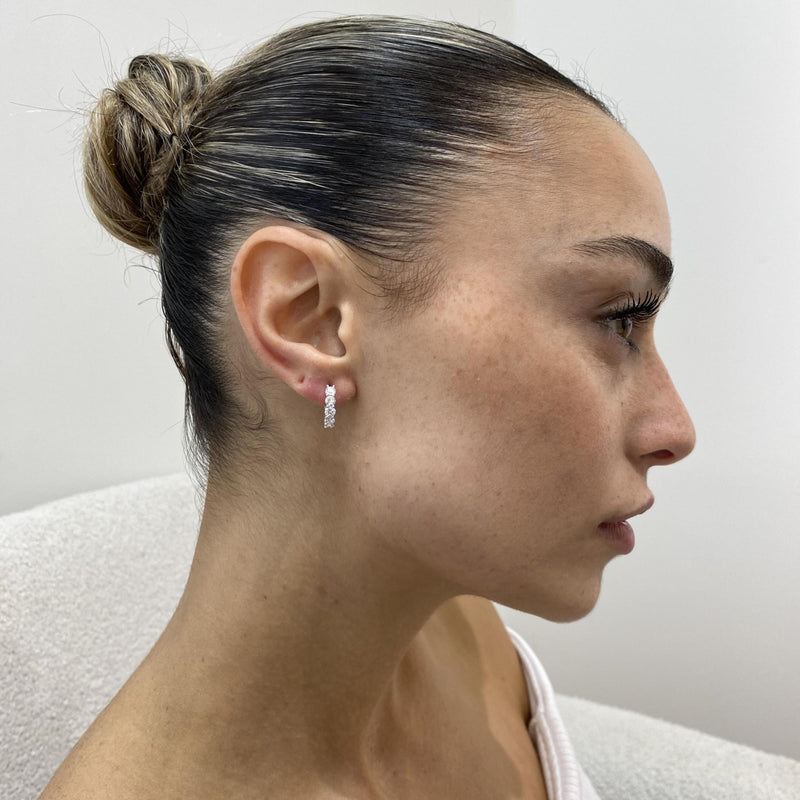 Diamond Hoop Earrings 1.46 Carat White Gold 14K
