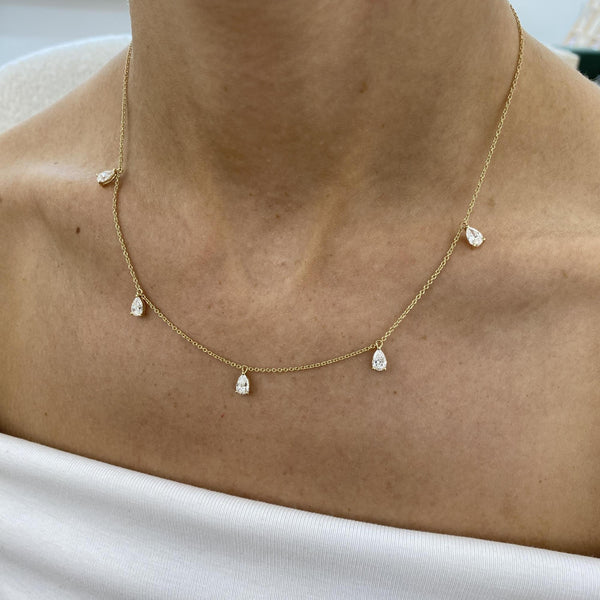 Diamond Chain Necklace 1.66 Carat Yellow Gold 14K