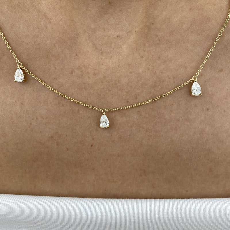 Diamond Chain Necklace 1.66 Carat Yellow Gold 14K