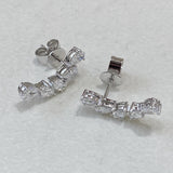 Diamond Climber Earrings 1.52 Carat White Gold 14K