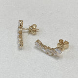 Diamond Climber Earrings 1.51 Carat Yellow Gold 14K