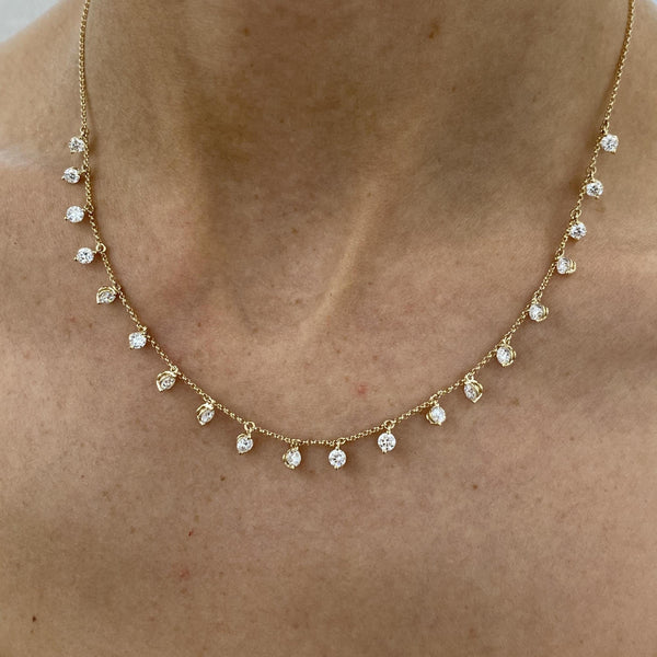 Diamond Chain Necklace 2.24 Carat Yellow Gold 14K