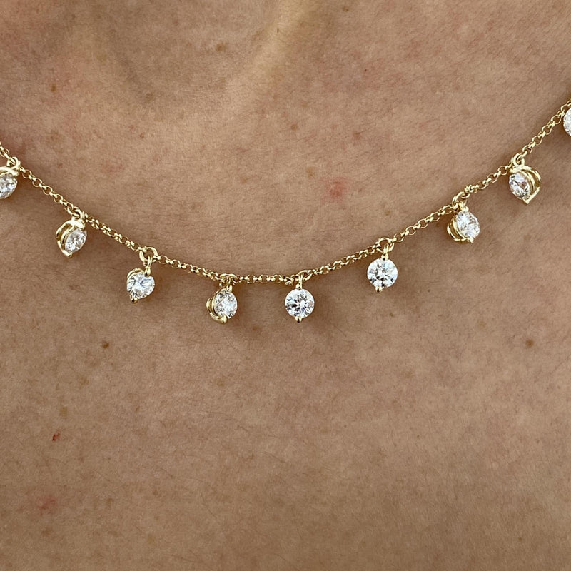 Diamond Chain Necklace 2.24 Carat Yellow Gold 14K