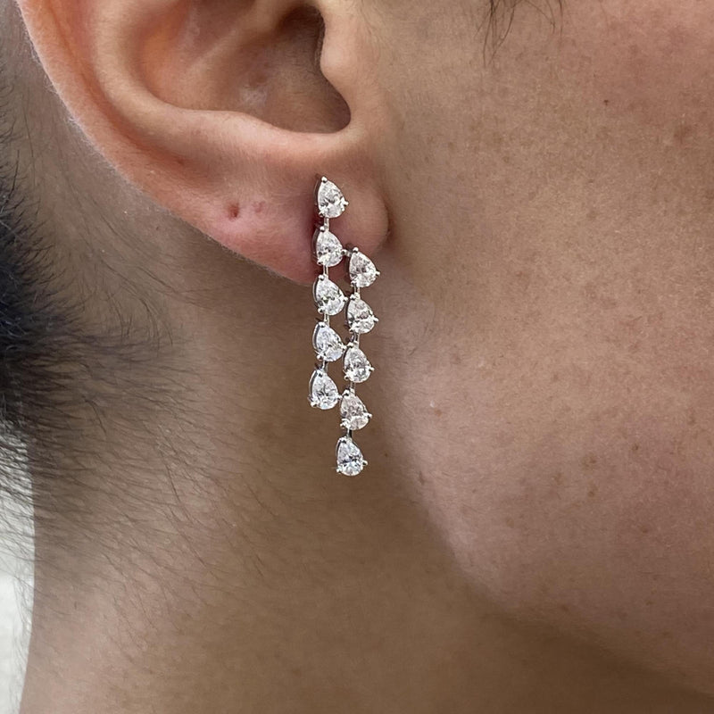 Diamond Drop Earrings 2.68 Carat White Gold 14K