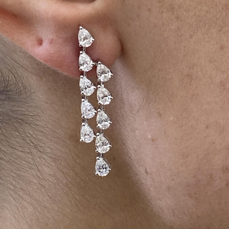 Diamond Drop Earrings 2.68 Carat White Gold 14K