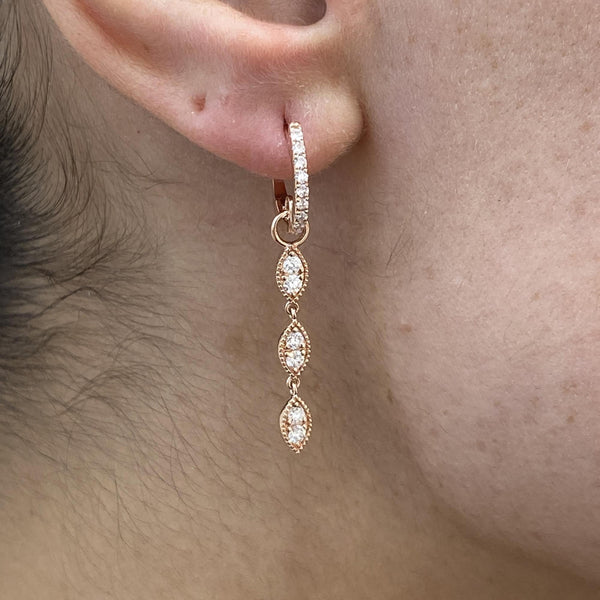 Diamond Drop Earrings 0.57 Carat Rose Gold 14K