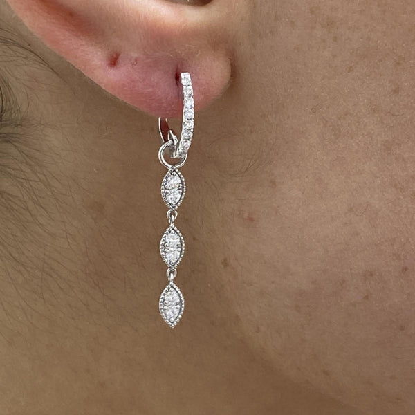 Diamond Drop Earrings 0.57 Carat White Gold 14K