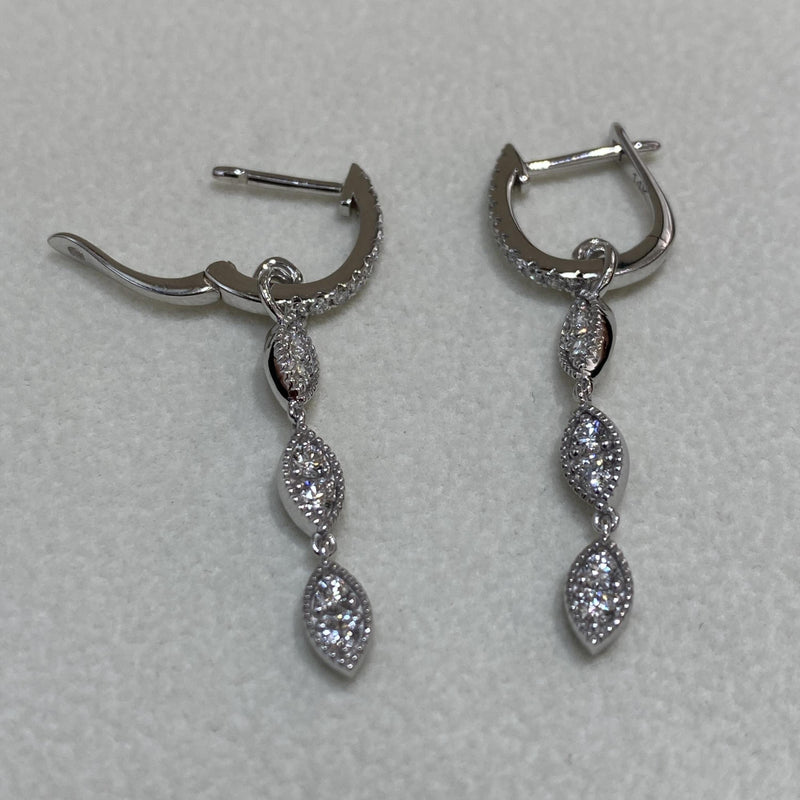 Diamond Drop Earrings 0.57 Carat White Gold 14K