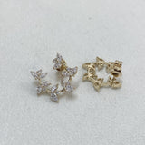 Diamond Hoop Stud Earrings 2.05 Carat Yellow Gold 14K