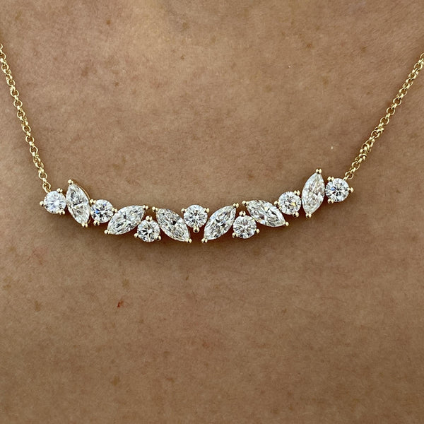 Diamond Chain Necklace 1.79 Carat Yellow Gold 14K