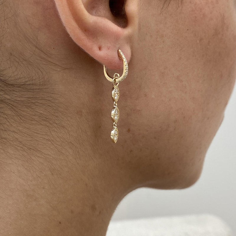 Diamond Drop Earrings 0.57 Carat Yellow Gold 14K