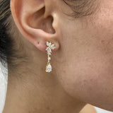 Diamond Drop Earrings 1.93 Carat Yellow Gold 14K