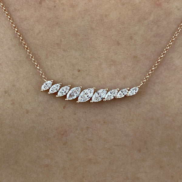 Diamond Chain Necklace 0.82 Carat Rose Gold 14K