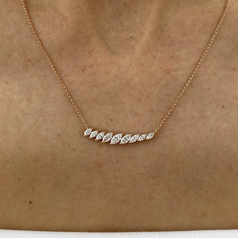 Diamond Chain Necklace 0.82 Carat Rose Gold 14K