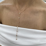 Diamond Lariat Necklace 0.86 Carat Rose Gold 14K