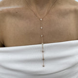 Diamond Lariat Necklace 0.86 Carat Rose Gold 14K
