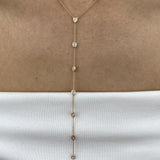 Diamond Lariat Necklace 0.86 Carat Rose Gold 14K