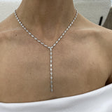 Diamond Lariat Necklace 6.07 Carat White Gold 14K