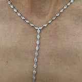 Diamond Lariat Necklace 6.07 Carat White Gold 14K