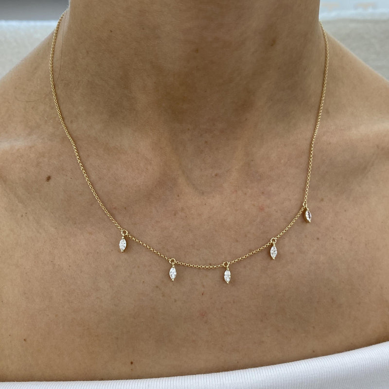 Diamond Chain Necklace 0.55 Carat Yellow Gold 14K