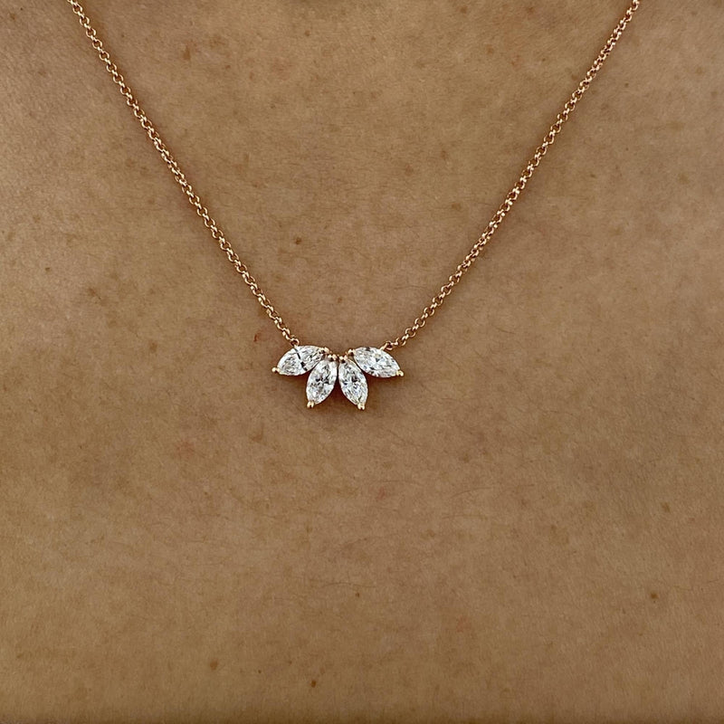 Diamond Chain Necklace 0.58 Carat Rose Gold 14K