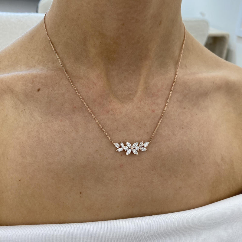 Diamond Pendant Necklace 1.42 Carat Rose Gold 14K