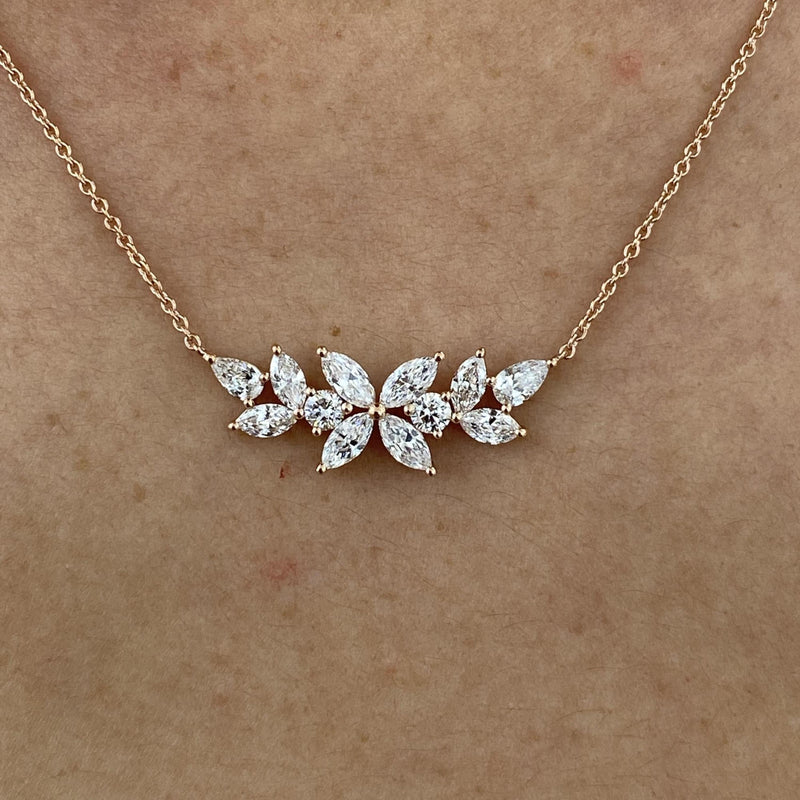 Diamond Pendant Necklace 1.42 Carat Rose Gold 14K