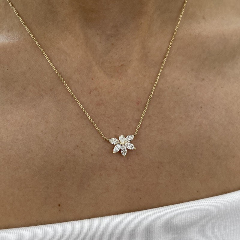 Diamond Pendant Necklace 1.02 Carat Yellow Gold 14K
